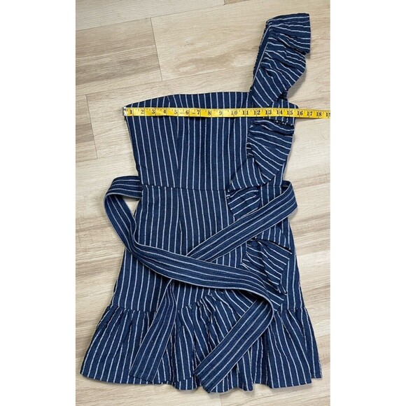 Alexis Blue Striped Konner Dress. Size: 6 Linen Blend - Picture 6 of 9